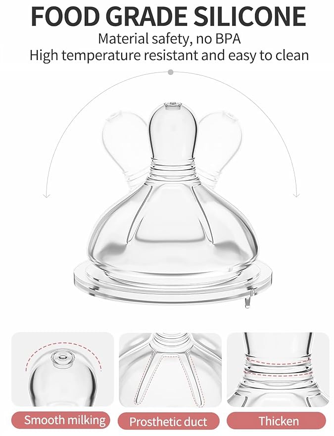 Baby Bottle Nipple, 100% Silicone,Replacement Baby Bottle Nipple for Babies, Newborn,Preemie 0-3 0-6 6-12 12+ Months