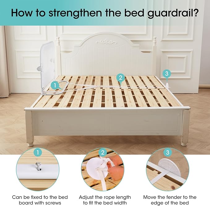 Baby Bed Rail Guard for Toddlers - 35.4" Toddler Bed Rails for Crib,Twin,Full, Queen Bunk Size Bed Swing Down Bedrail Extral Tall Child Safety Side Railing Guards for Kids