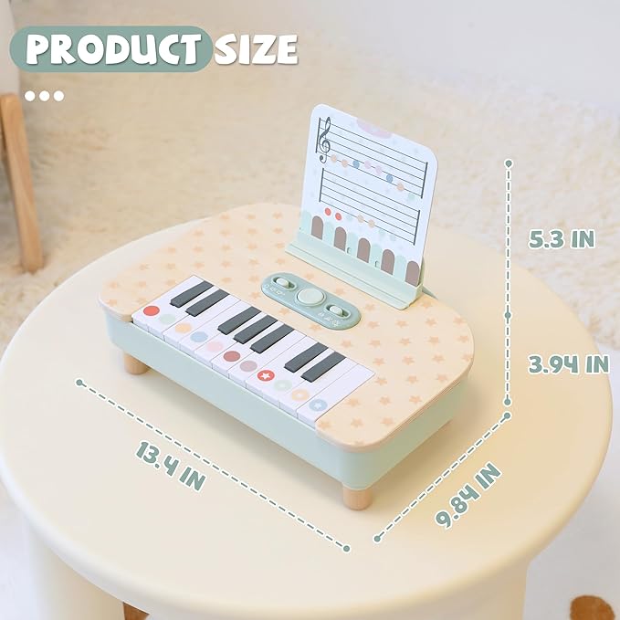 Freniland Wooden Baby Piano，18 Keys Digital Piano for Toddler ，Musical Toy Gift for Boys and Girls Over 2+