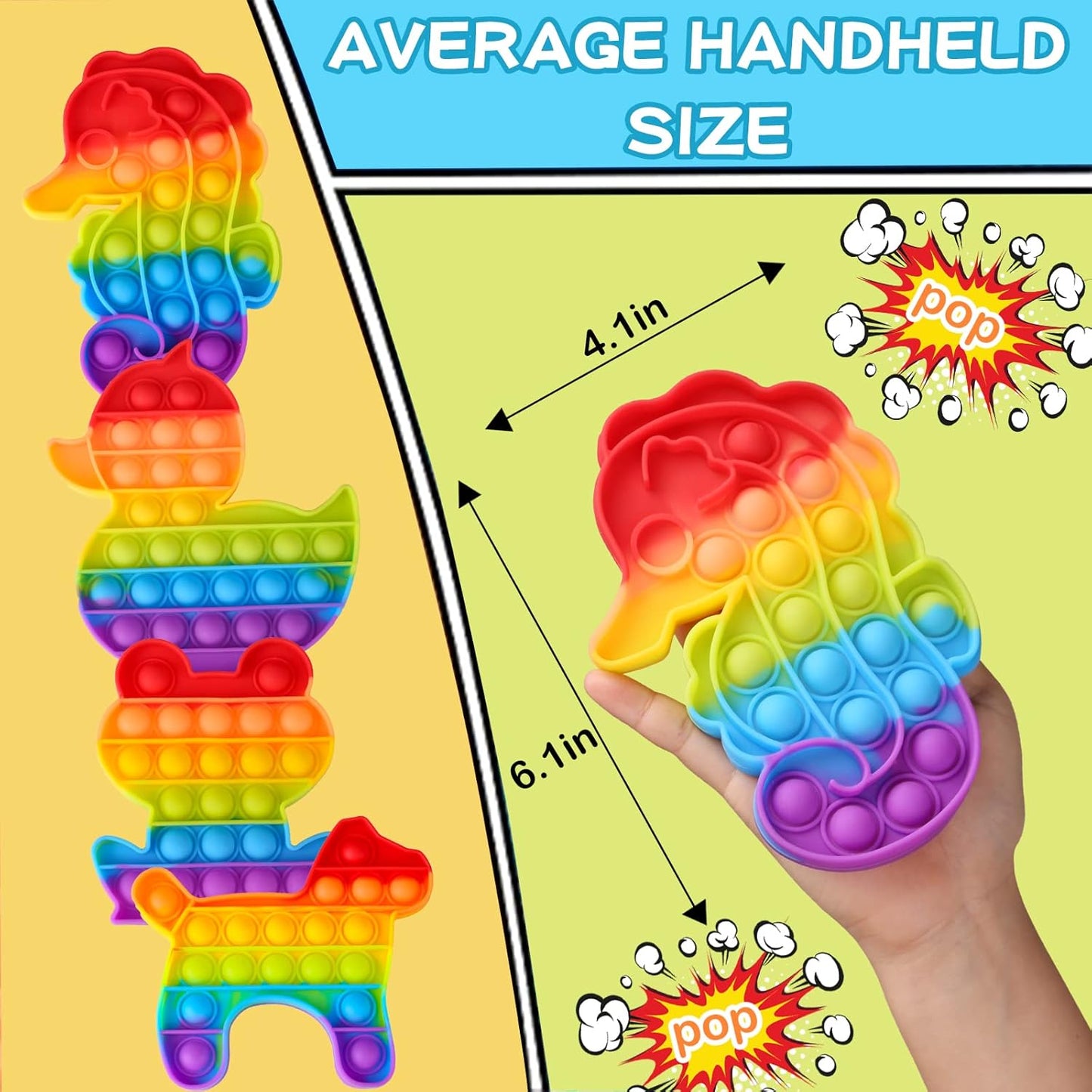 24 Packs Fidget Toys Bulk Gifts for Kids Adults , Classroom Boys Girls Sensory Bubble Set Carnival Pinata Prizes Bag, Desk Toy Party Favors Kit Game Ideas Gift Cute Animal