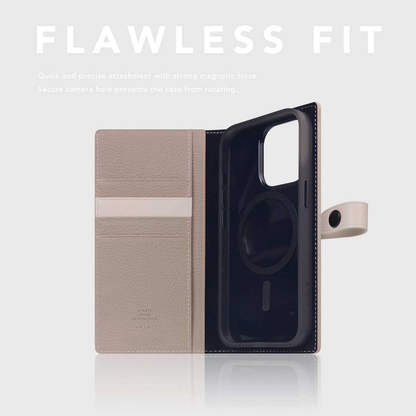 D8 Edition Full Grain Leather Wallet Case for iPhone 15 Pro - [2-in-1] Handcrafted Detachable Diary Style with Magnetic MagSafe Back Cover and Snap Closure, Gift Box Included (Light Cream)