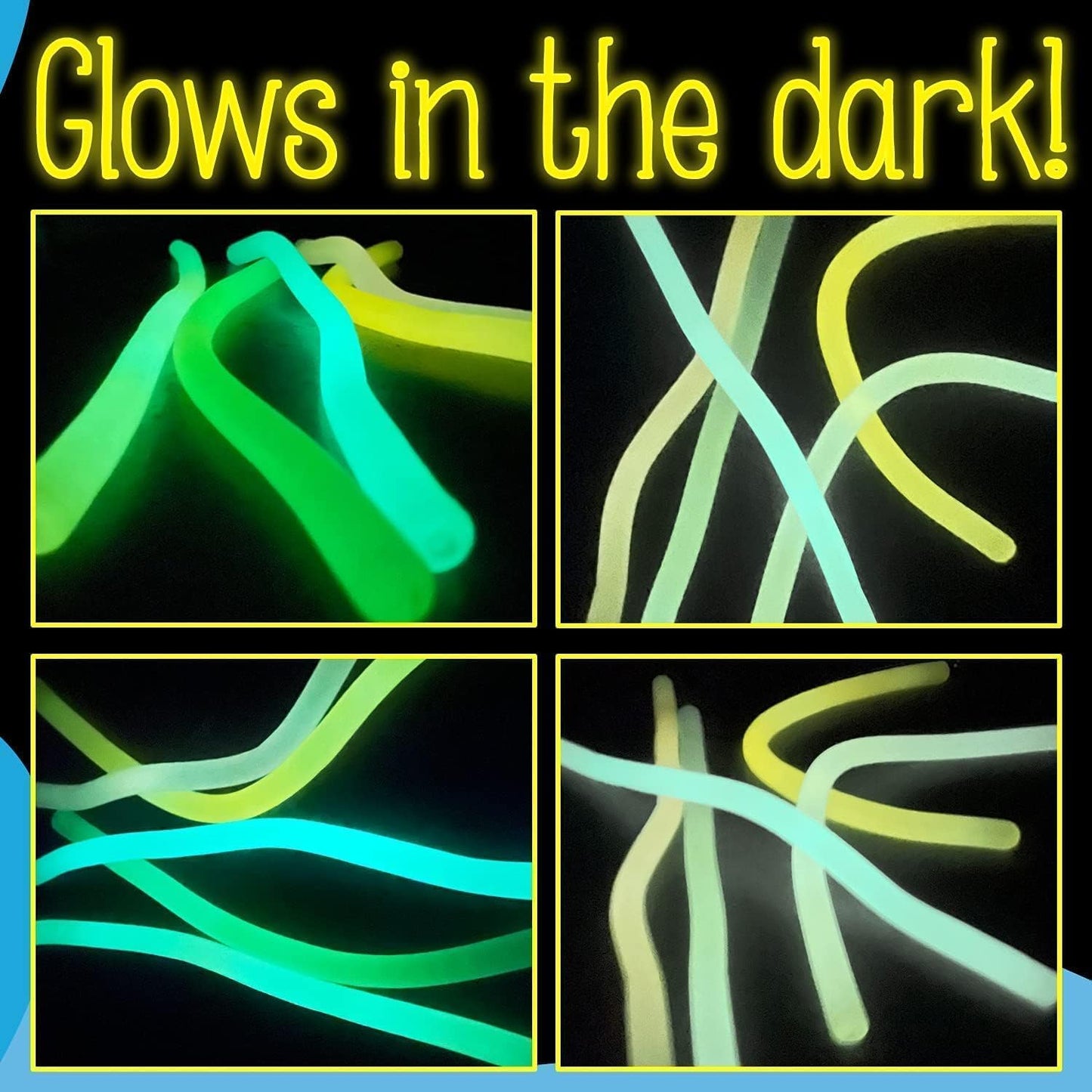 IMPRESA 5-Pack Glow in The Dark Original Monkey Noodle Stretchy String Fidget / Sensory Toys (BPA/Phthalate/Latex-Free) - Stretches from 10 Inches to 8 Feet!