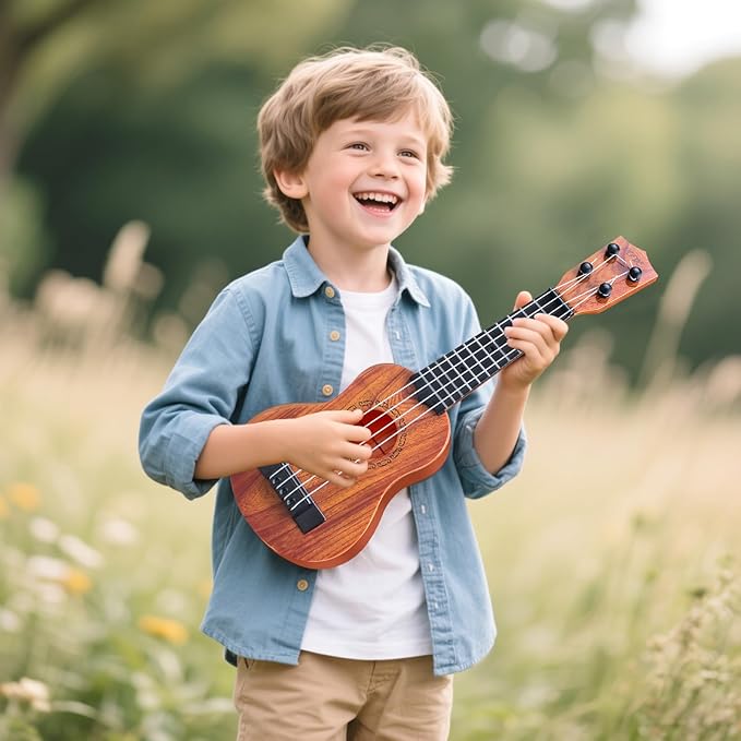 Kids Ukulele Guitar Toy, 17 Inch 4 String Classical Guitar Musical Toy for Baby Beginner Developmental Musical Instruments, Great Educational Learning Toy Gift for Toddlers Kids Birthday Christmas