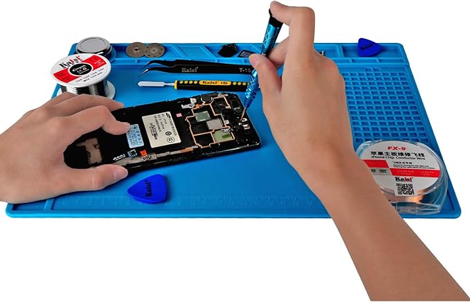 Kaisi S-140 Magnetic Insulation Silicone Soldering Mat, Heat Resistant Work Mat 932F for Repair Electronics, Phone, Soldering Iron, Gun, BGA, Workbench, Size: 13.8 x 9.8 inch