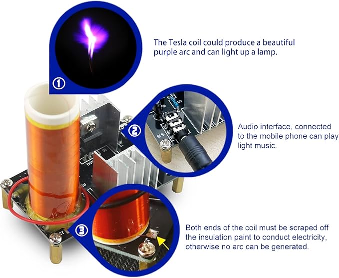 Soldering Practice Kit Music Black Tesla Coil (B)