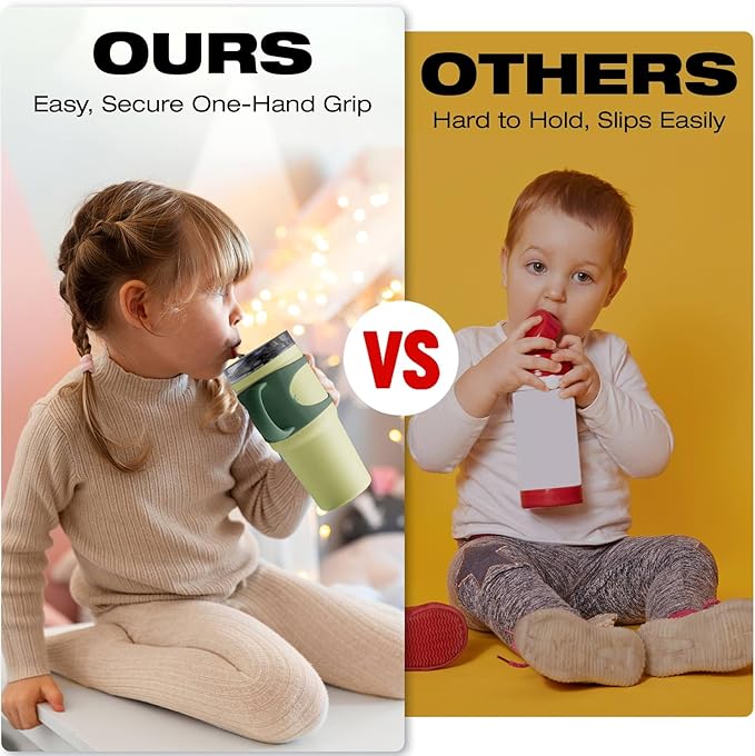 NiHome Tumbler Grip Compatible with 14oz Stanley Quencher, Fit for 12 15oz Zak Owala kids Cups Accessories Handle, Silicone Dual-Handle Tumbler Handles for Home Travel Outdoors Daily Use (2PCS,Green)