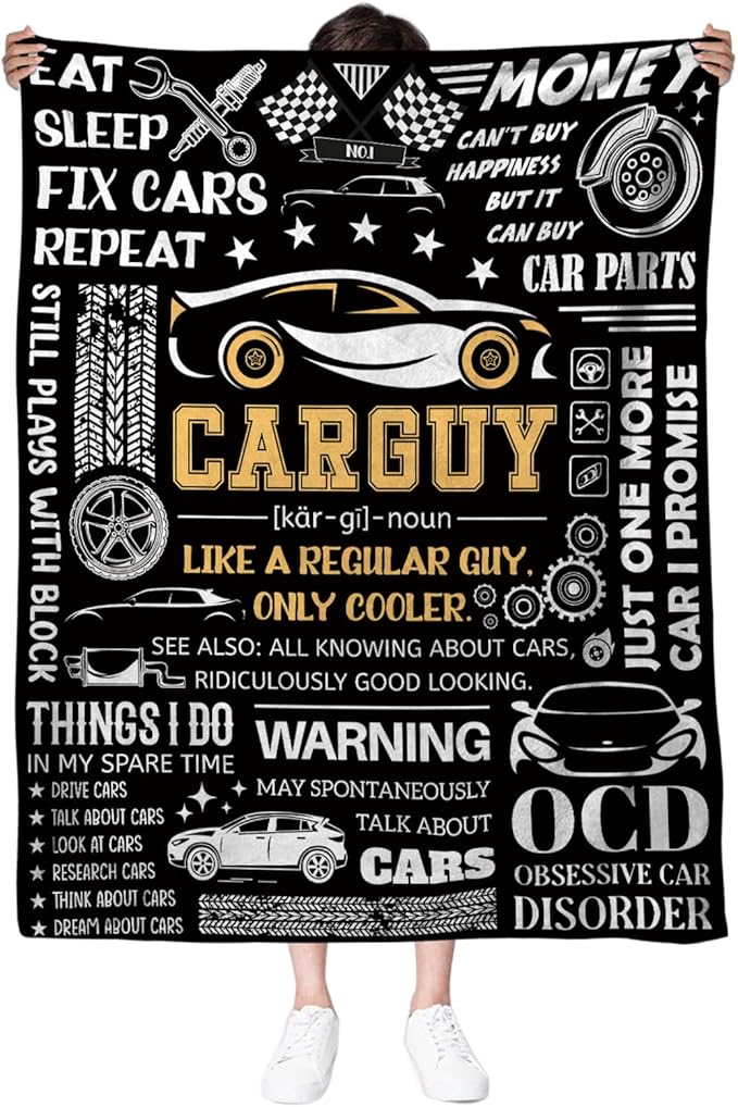 Car Guys Gifts for Men, Blanket Gifts for Dad on Fathers Day, Birthday for Son Grandpa Boys, Soft Thrown Blanket 50" X 60"