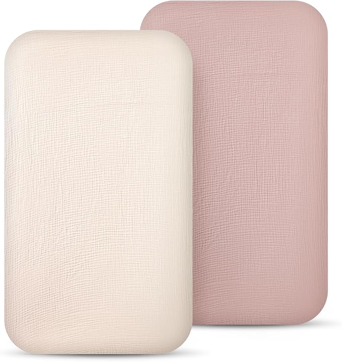 lulumoon Muslin Bassinet Sheets for Baby: Soft Bedside Sleeper Bassinet Fitted Sheets for Boys and Girls