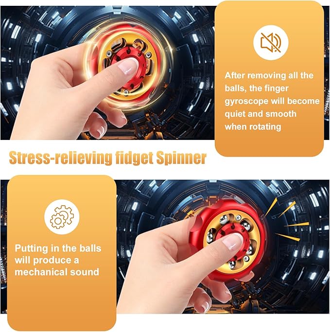 Metal Precision Fidget Spinner - Anxiety Rotator & Restless Fidget Toy, Stress-Relief Tool for Adults & Kids (red)