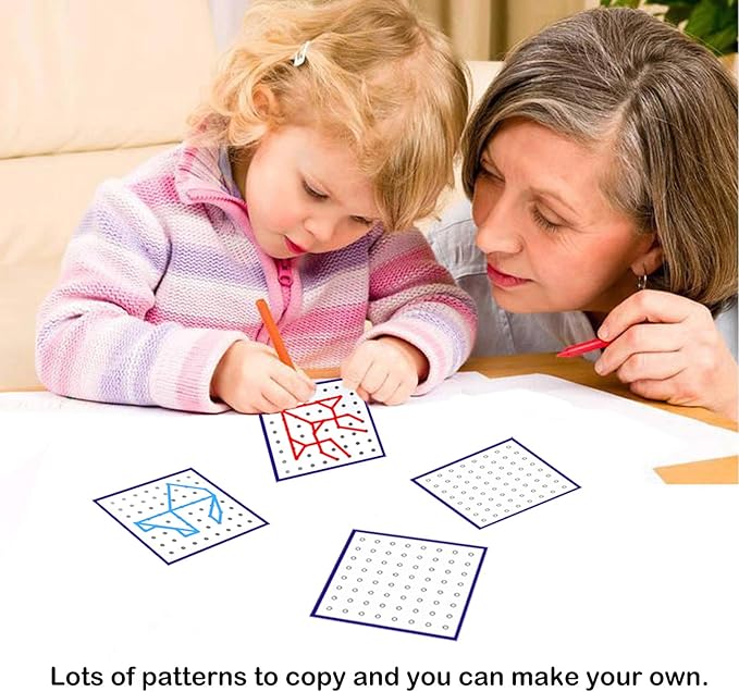 Thoth Montessori Wooden Geoboard Mathematical Manipulative Material Array Block Geo board with 36Pcs Pattern Cards and Rubber Bands Matrix 8x8 for Kids Graphical Educational Toys Early Development Toy