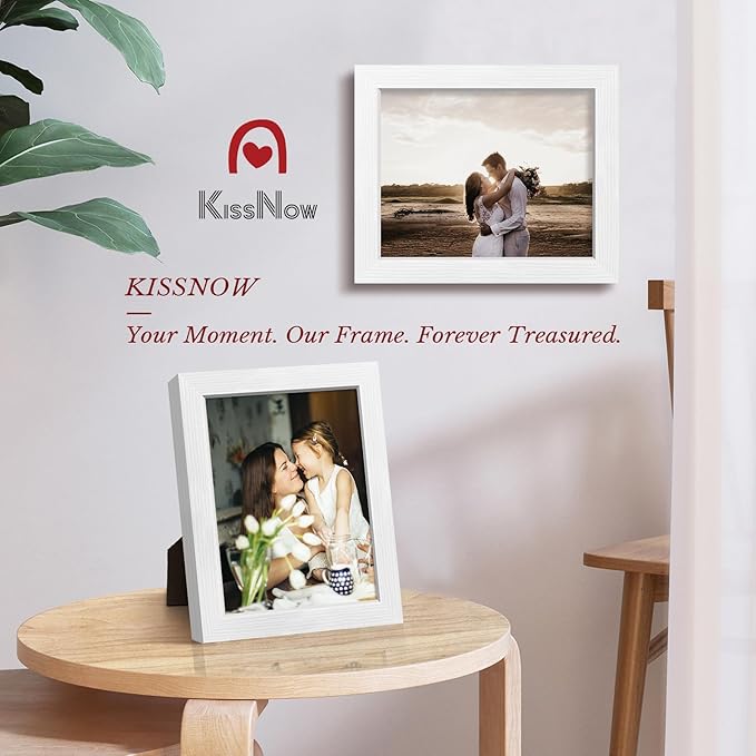 8x10 Picture Frame 2 Pack, White Solid Wood Gallery Photo Frame, Wall Hanging or Tabletop Display