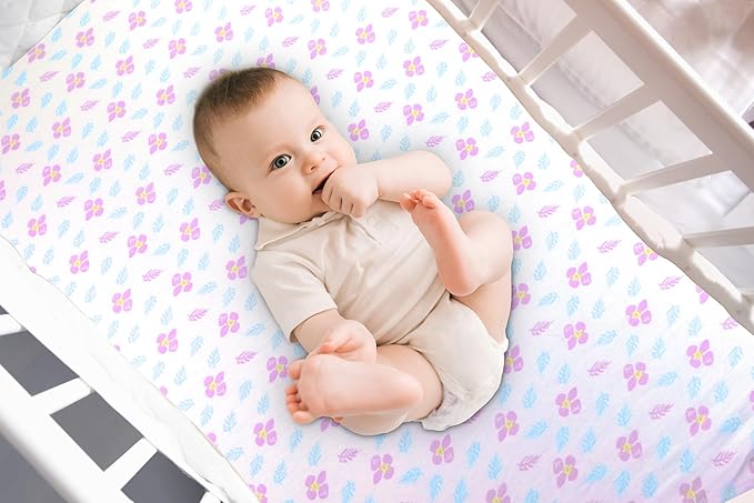 Bublo Baby 100% Organic Cotton 3 Pack and Play Sheets Fitted 38x24 – Soft Breathable Mini Crib Mattress Sheets for Baby, Portable Crib Sheets for Playpen or Travel Crib