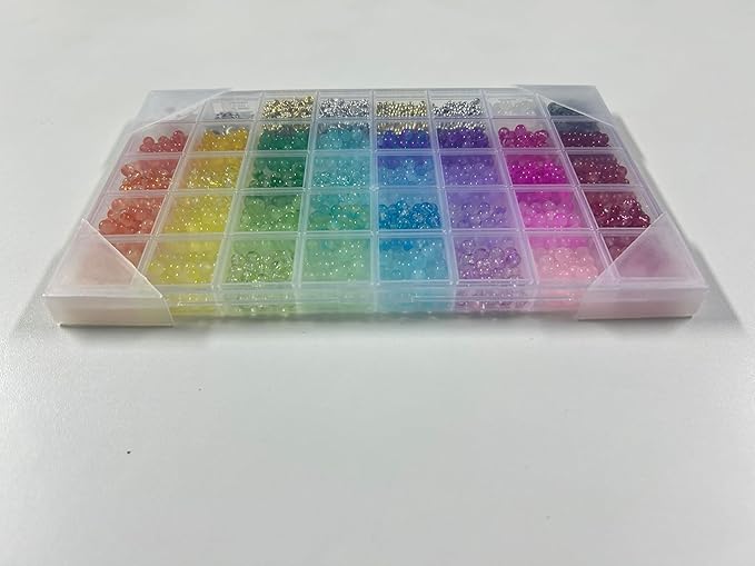 Funtopia Glass Beads for Bracelets 6mm, 1396pcs Bracelet Making Kit 34 Colors Glass Beads for Jewelry Making, Crystal Beads for Bracelets DIY Crafts with Spacer Beads and Charms