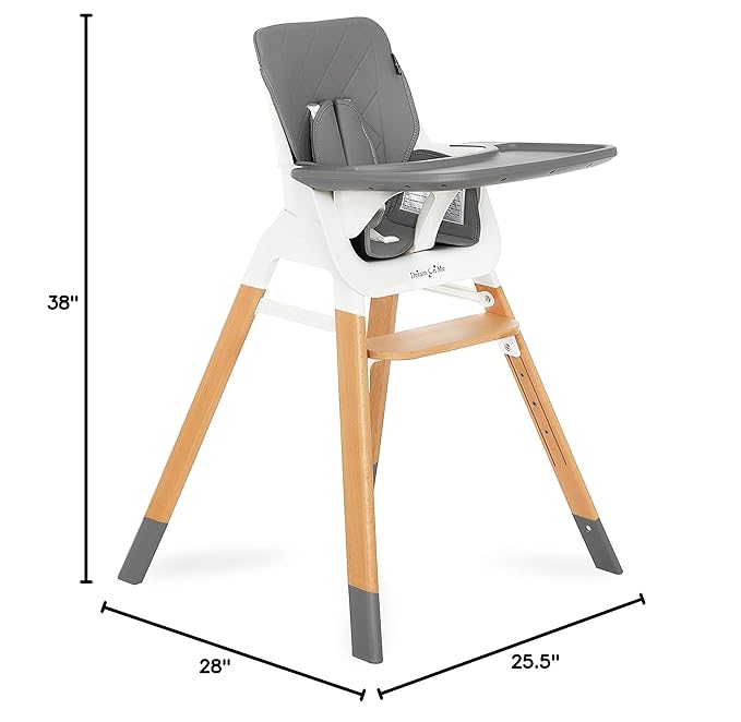 Dream On Me Nibble 2-in-1 Wooden Highchair | Convertible Baby Feeding Chair with Removable Tray, Adjustable Footrest, 5-Point Harness, Lightweight Modern Design for Infants & Toddlers