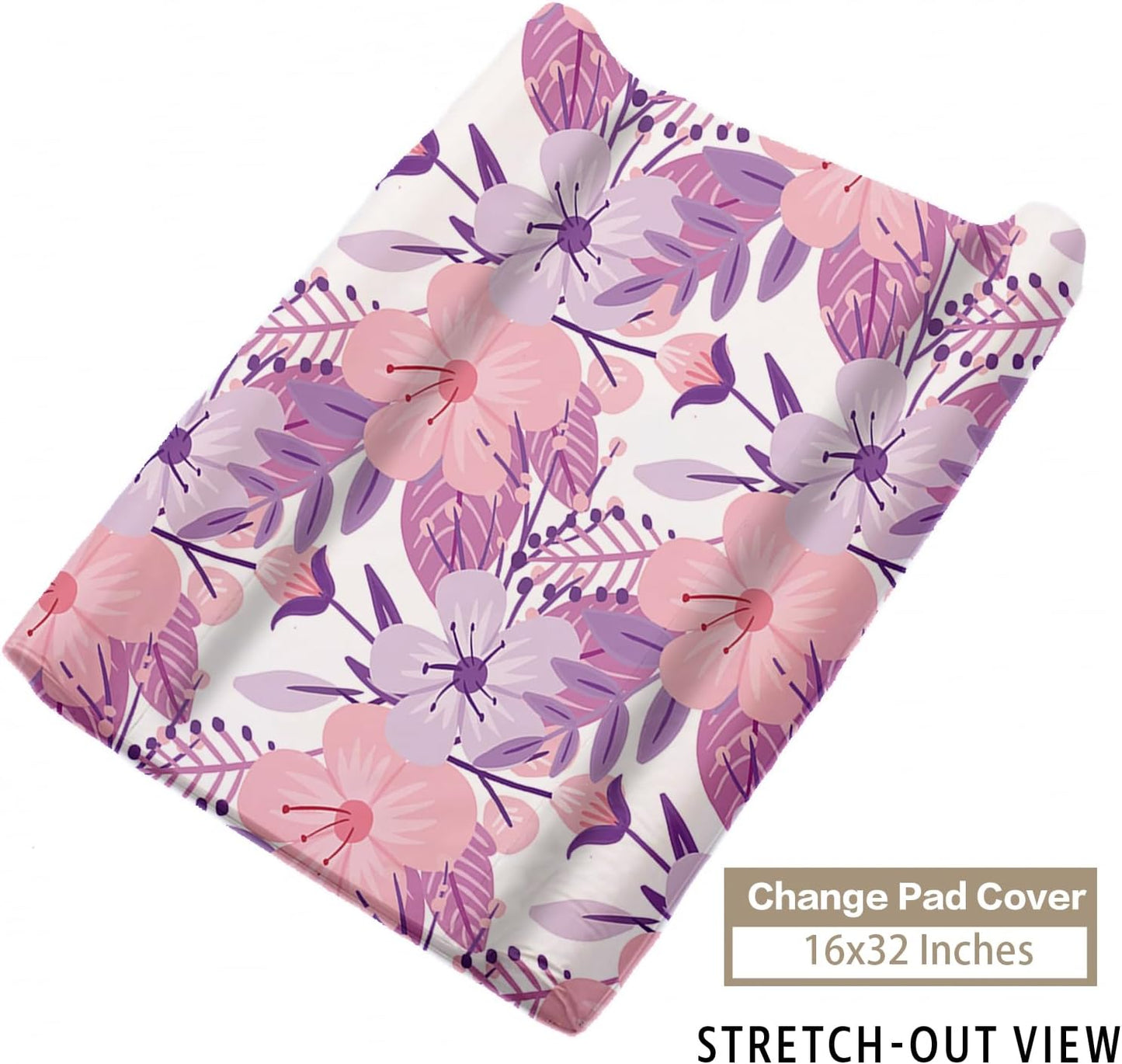 Custom Name Crib Bedding Set - Elephant Theme, Personalized Purple FlowerNursery Bedding 3-Piece Set– Soft Blanket, Fitted Sheet, Changing Pad Cover – for Newborns Girls Nursery Gifts