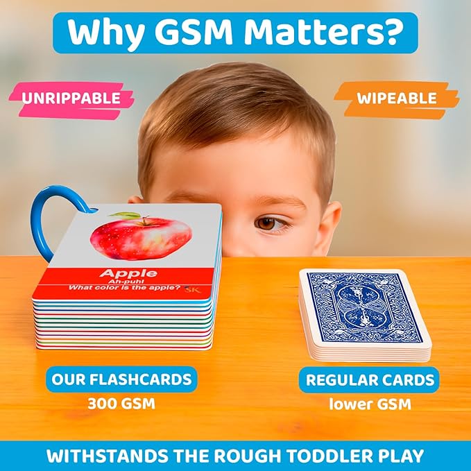 Toddlers English Phonics Flash Cards - Sight Words Flash Cards for Kindergarten - Shapes, Animals, Fruits, Colors, Numbers, & ABC Flashcards for Toddlers 1-3 for Bilingual Flash Cards