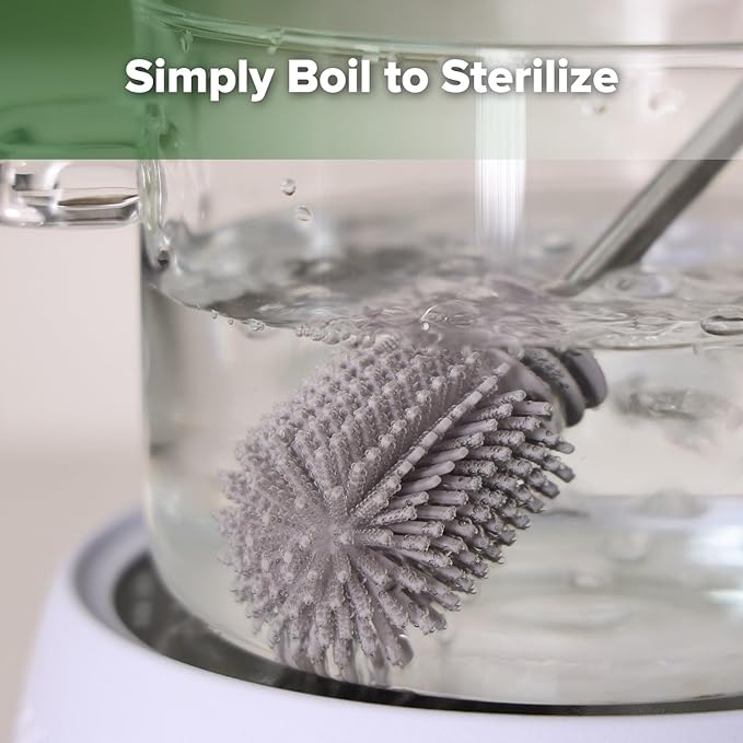 Haakaa Silicone Cleaning Brush - Baby Bottle Brush Cleaner for Breast Pump,Nipple,Breast Milk Storage Bag - Food Grade Silicone - 1 Count - Grey