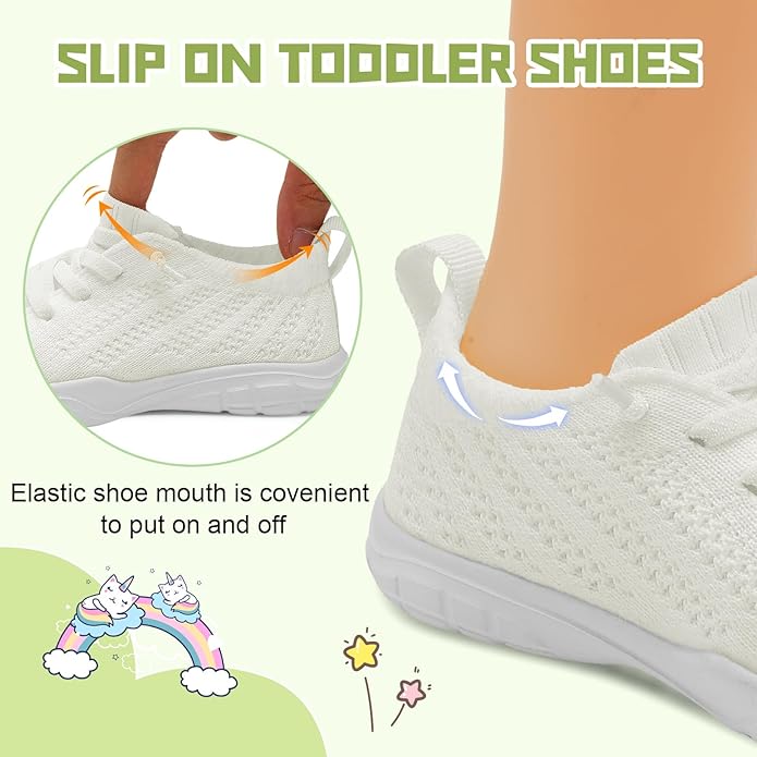 JIASUQI Toddler Shoes for Boys Girls Slip on Sneakers Wide Toe Walking Shoes Toddler Sock Shoes