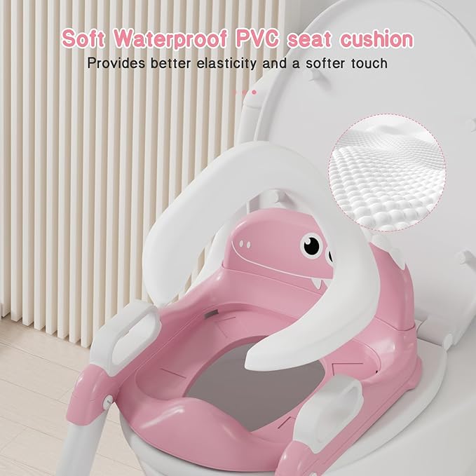 Potty Training Seat, Toddler Toilet Seat for Kids Boys Girls, 2 in 1 Potty Training Toilet for Kids, Splash Guard Anti-Slip Pad Step Stool, Adjust High Potty Chair for Toddler Kid Boys Girls