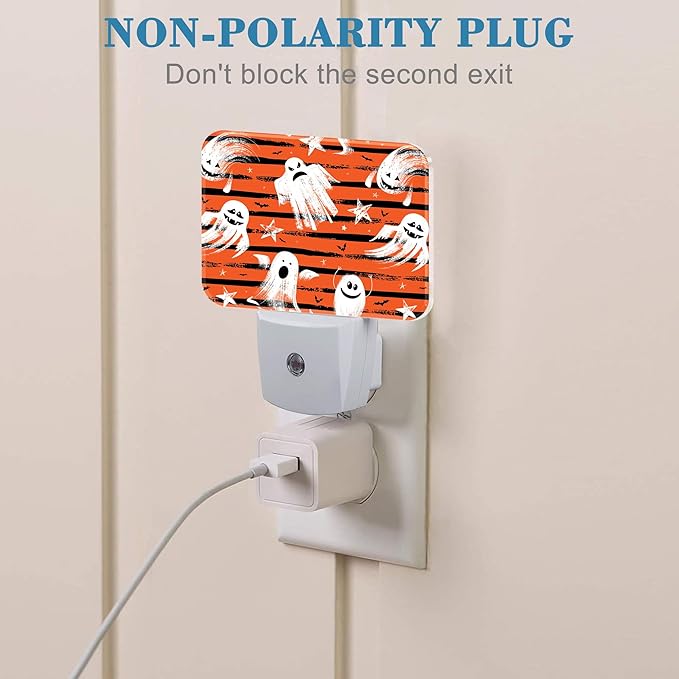 Halloween Funny Ghost Night Light for Kids Girls Boys, Halloween LED Night Light Plug into Wall with Dusk to Dawn Sensor for Bedroom, Hallway, Kitchen, Bathroom, Stairs Decor