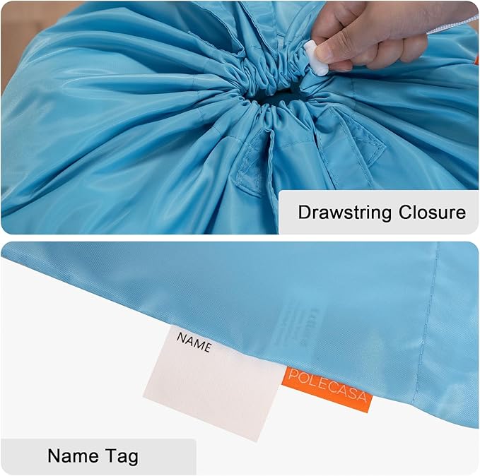 Polecasa Small Heavy Duty Laundry Bag with 130gsm Tear Resistant Fabric and Handles, Easy to Carry Durable Dirty Clothes Drawstring Bag, Perfect for College Dorm, Travel, 2 Pack 21”x24”, Gulf Blue