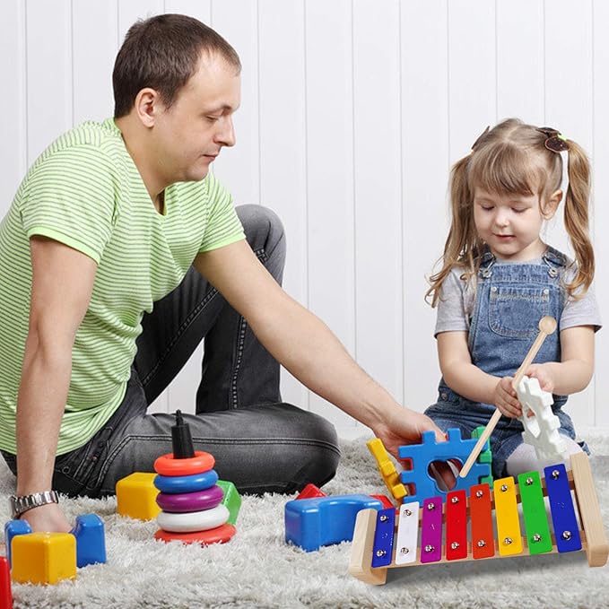 Xylophone for Kids,Glockenspiel with 2Child Safe Mallets 8Notes Diatonic,Colorful Metal Bars with Educational Development Musical,Xylophone for Toddlers,Kid Toy as Holiday/Birthday DIY Id