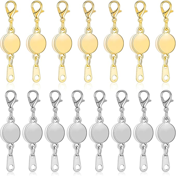 Paxcoo 15Pcs Locking Magnetic Jewelry Clasps and Closures, Necklace Extender and Helper for Necklaces, Bracelets and Jewelry