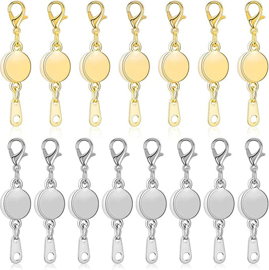 Paxcoo 15Pcs Locking Magnetic Jewelry Clasps and Closures, Necklace Extender and Helper for Necklaces, Bracelets and Jewelry