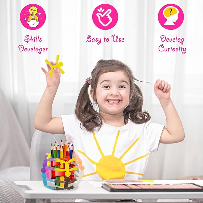 MAGMEN Enhanced Grip Magnetic Fidget Figures for Kids 3-8 & Toddlers | 10-Piece Opaque Colors Multipurpose Magnets Set for Travel, Road Trip, Office & Stocking Stuffer Gifts.