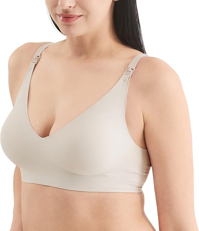 Mamaway Silky Seamless Nursing Maternity No Show Wireless Bra, Smooth, Cooling, Lightweight for Breastfeeding, Pregnancy