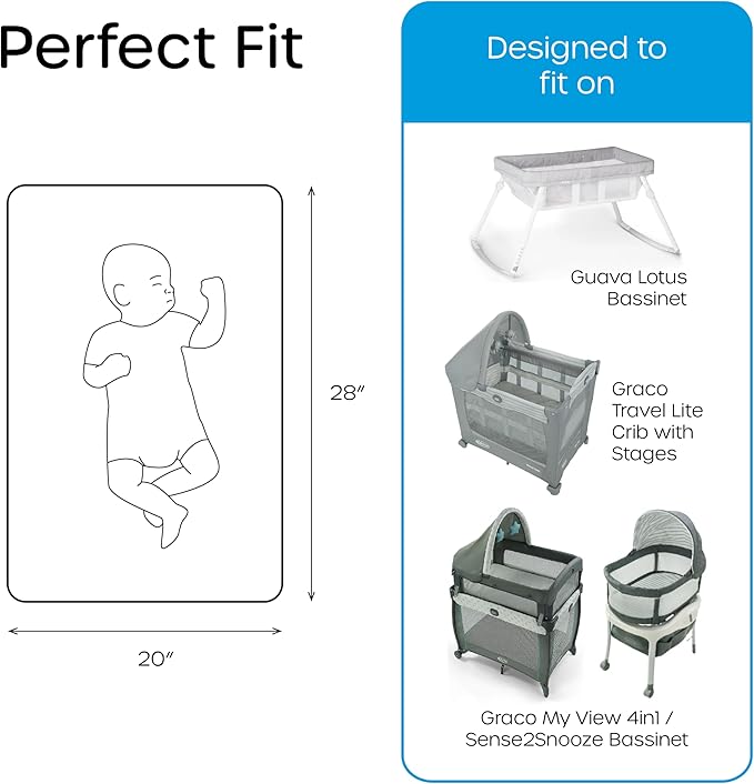 Quiggly Bassinet Sheets for Guava Lotus, 2 Pack Organic Cotton Jersey Knit, Vibrant Forrest Tree Patterns - Fits Travel Crib Mattresses for Boys & Girls (Bassinet, Whispering Woodland)