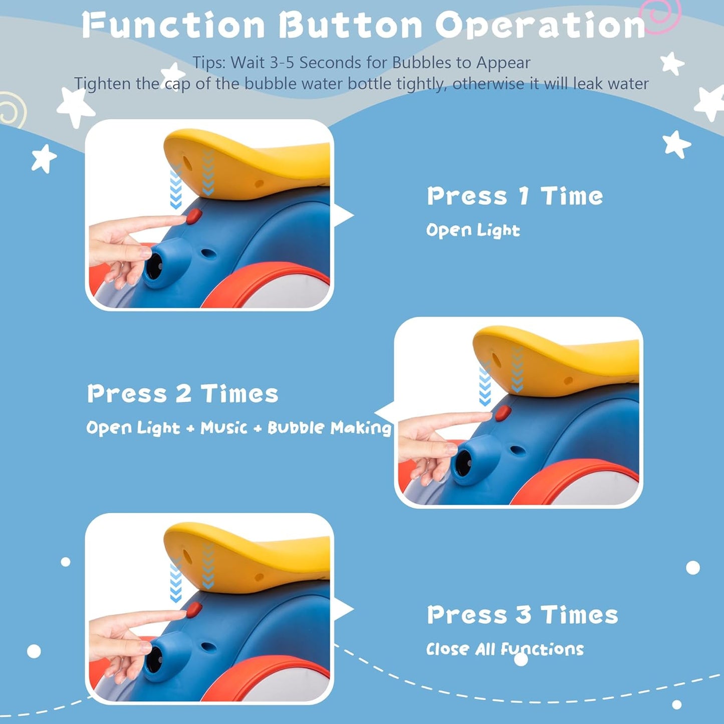 6V Electric Baby Balance Bike with Bubble Machine,4 in 1 Toddler Balance Bike w/Remote for 1 Year Old Boys Girls Kids Bubble Bike Ride on Toys w/Powered Motor,Music,LED Lights (Blue&Red)