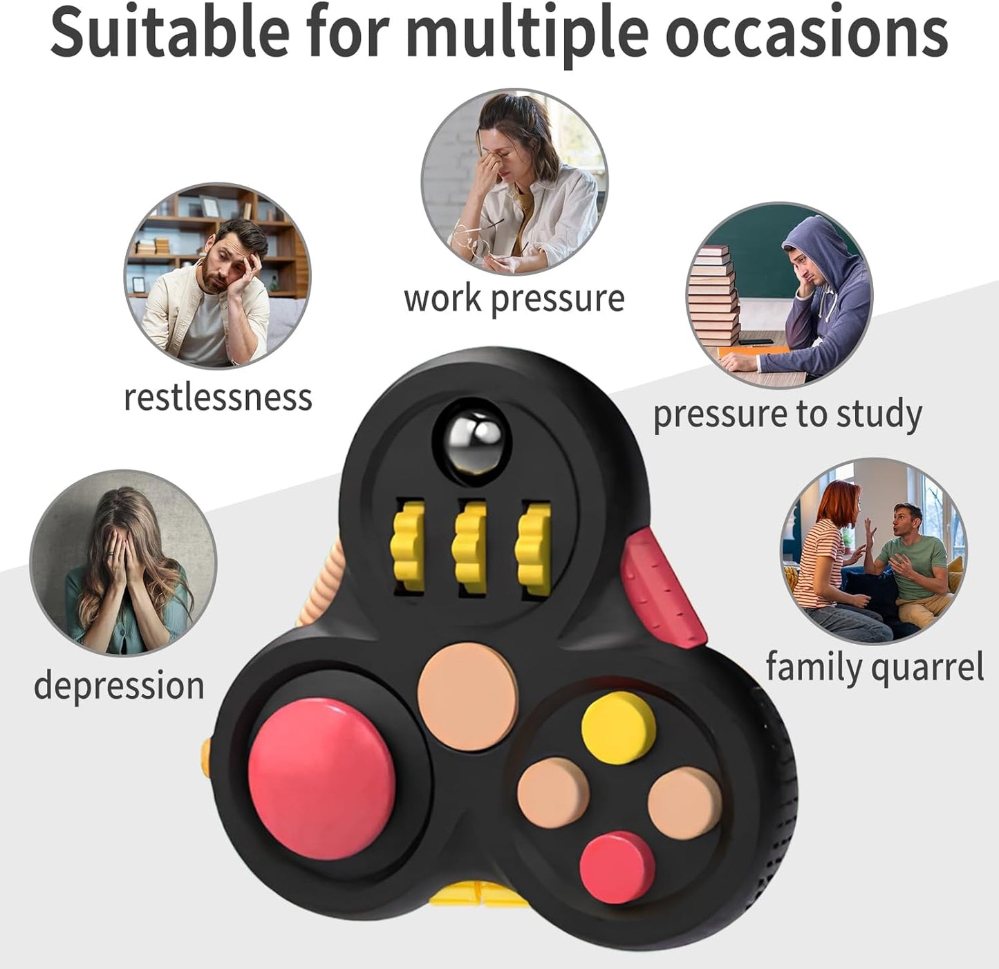 Fidget Toys Adults,Fidget Pad Fidgets,Autism Figette Cubes,Cool Fidget Clicker Controller Desk Toys,Anxiety Relief Stress ADHD Toys,Sensory Fidget Cubes Gifts for Kids Teens Boys(Black)