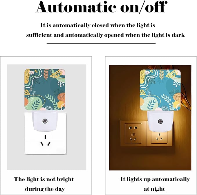 Colorful Leaves Night Light,Plug Into Wall Decor for Stairway,Hallway,Kitchen,Dusk to Dawn Sensor Nightlights for Boys/Girls/Women/Men Room Gifts