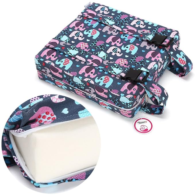 Zicac High Chair Portable Booster Seat Cushion Travel Dining Seat Pad for Toddler Kids Baby Infant Washable Thick Chair Seat Pads (Blue/Pink)