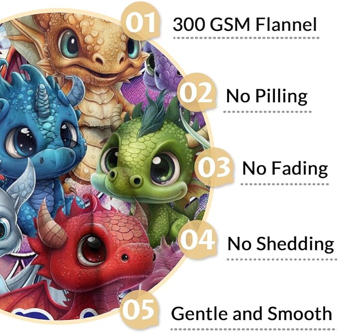 Custom Dragon Blanket Gifts with Name - 60x80 Inches Funny Throw Blanket for Babies, Kids, Boys & Girls - Colorful Soft Fuzzy Blankets for Couch, Sofa & Bed