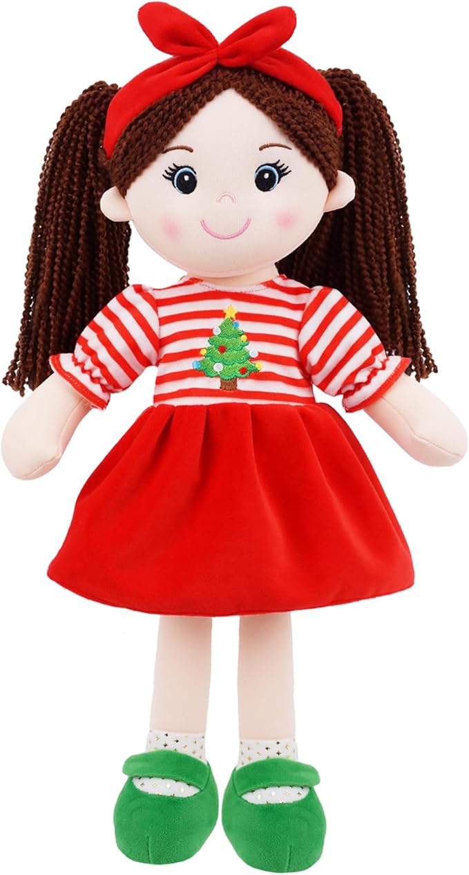 June Garden 18" Snuggle Cuties Nora - Soft Cuddly Plush Doll Gift for Girls - Huggable Rag Doll - Christmas L