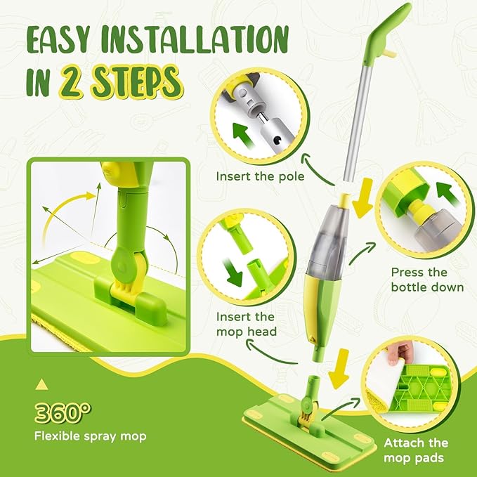 Toddler Spray Mop-Montessori Toys Mini Size Cleaning Mini Mop That Really Spray -Kid Pretend Play Toys Gift for Toddlers Girls Boys