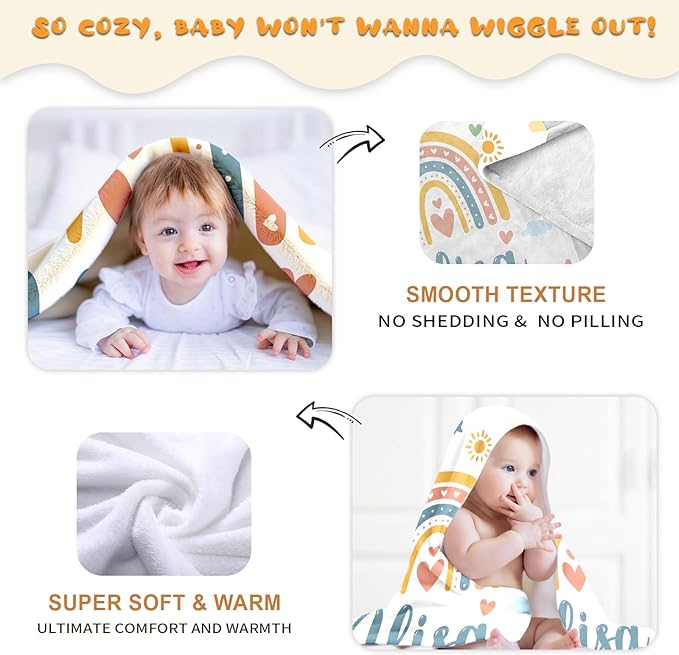 Ship Next Day, Personalized Baby Blanket – Printed in USA, Custom Baby Blanket for Boys & Girls, Baby Blanket with Name, Baby Shower, Easter, Christmas, Birthday Newborn & Toddler Gifts, Baby Gifts