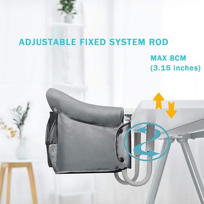 PandaEar Hook On High Chair| Baby Portable High Chair for Travel| Table High Chair Clip On Baby Eating Chair Booster Seat for Dining (Grey)