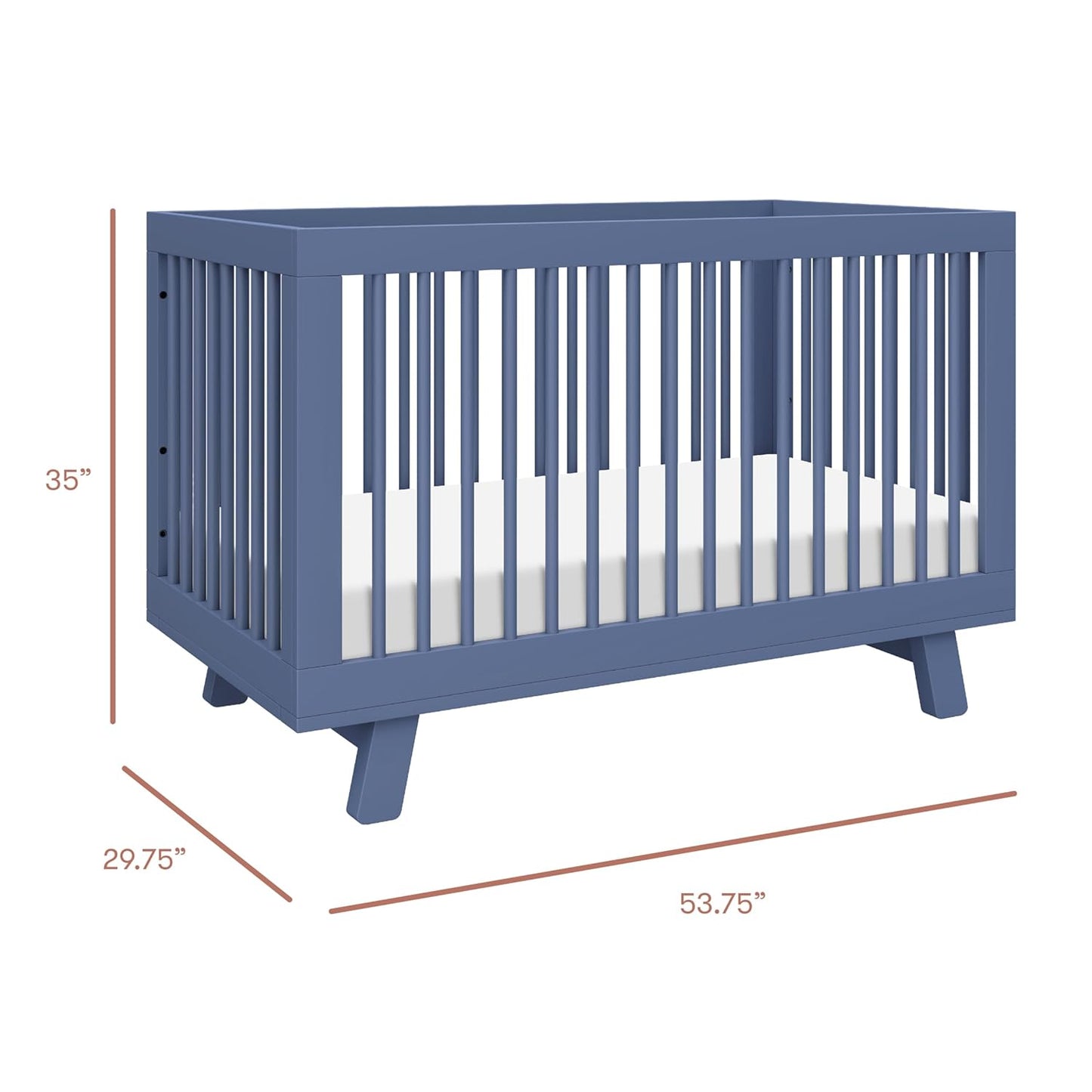 babyletto Hudson 3-in-1 Convertible Baby Crib - GREENGUARD Gold Certified Convertible Crib to Toddler Bed and Daybed - Wooden Baby Bed with 4 Adjustable Mattress Heights - Easy Assembly - Cove Blue
