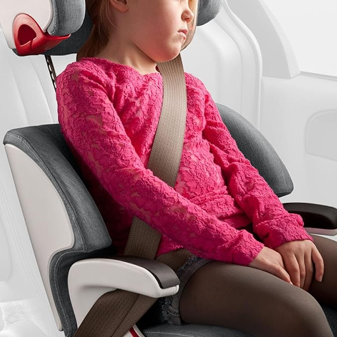Clek Oobr High Back Booster Seat with Adjustable Headrest, Reclining Design, Latch System, and Retardant-Free Fabric (Latte Ziip)