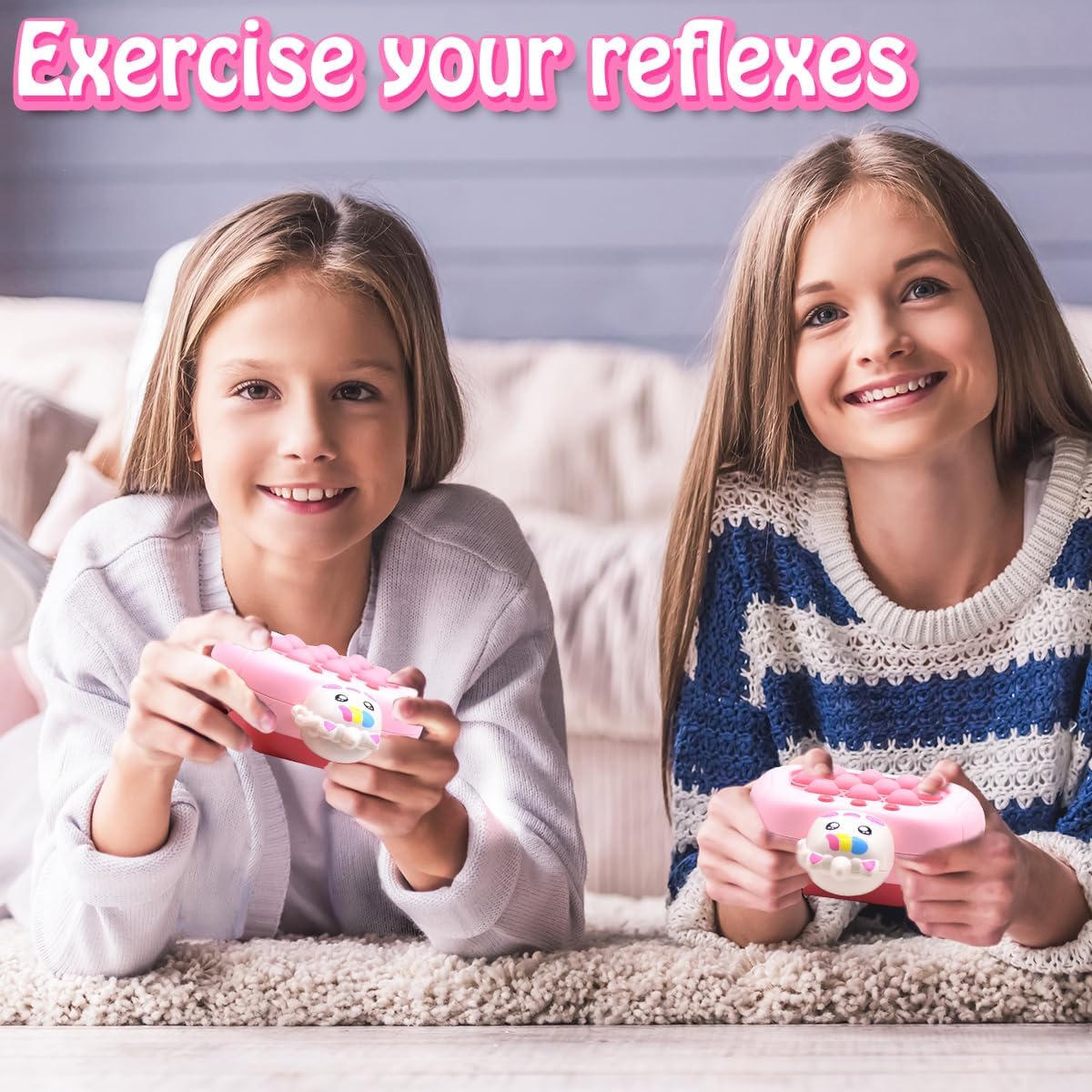 Quick Push Bubble Game,Popping Game Light up Pop Fidget Toy for Kids,Fast Push Console Game for Ages 3-12 for Boys and Girls,Handheld Puzzle Game Sensory Toys (Unicorn)