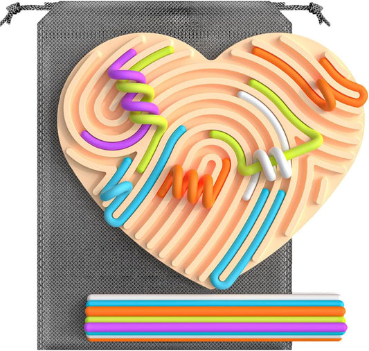 Sensory Activity Board, Silicone Fidget Toy for Calming, Stress, Anxiety, ADHD & Autism | Silent, No Mess | Kids 3+ & Adults | Includes Portable Travel Bag & 13 Strings(Yellow)