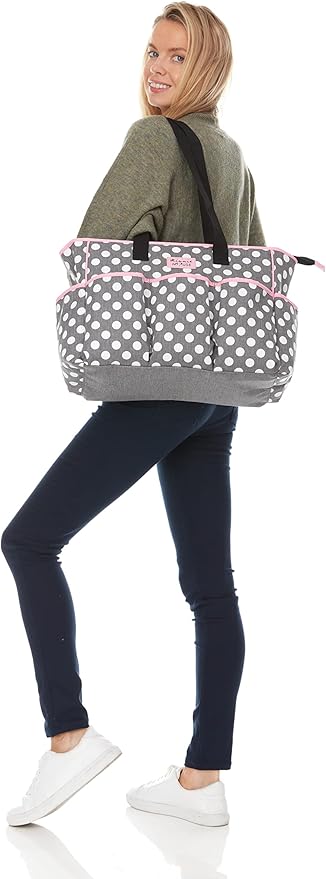 Disney Cudlie Diaper Tote Bag for Moms | Large Spacious Travel Diaper Tote for Baby Boy and Girl | 17-Inches Wide Multi-Functional Baby Bag with Cute Patterns