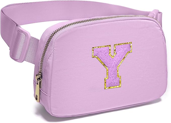 Gitus Gifts for 8 9 10 11 12 Year Old Girls Belt Bag Fanny Pack Crossbody Bags with Initial Letter Patch Cute Stuff Birthday Gifts for Teen Girls Women Personalized Trend Stuff (Lavender-Y)