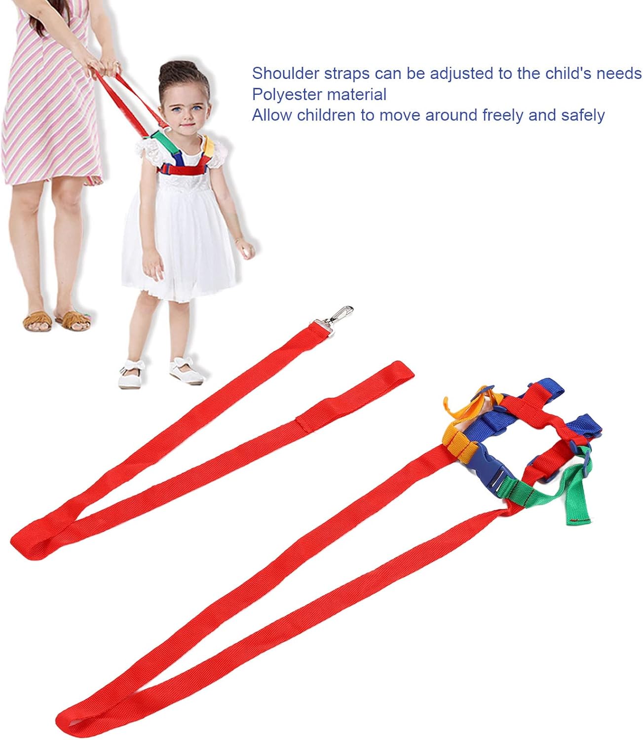 Dioche 2 in 1 Toddler Leash & Anti Lost Wrist Link for Toddlers, Breathable Regulable Shoulder Straps, Polyester Kid Safety Leash for Boys & Girls