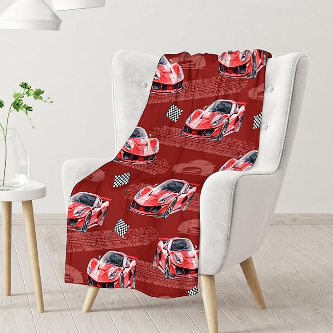 Racing Car Blanket for Kids Throw Blankets for Boy Men, 40x50 Inches Lightweight Cozy All Season Cool Car Decor Throw for Sofa Couch Bed Office