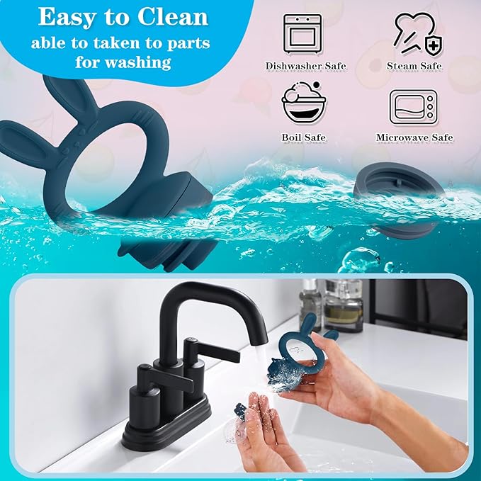 Baby Solids/Frozen Fruit Feeder Pacifier, Infant Teether Toy 4M+, BPA-Free Silicone Pouch & Nipple, Safely Introduce Solids, Teething Relief, 2-Pack - Blue/Green (Rabbit)