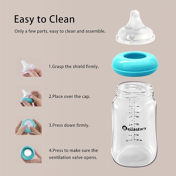 Beilastar-x Nipples for Baby Bottles – 100% Soft Baby Bottle Nipples, Natural Feel Silicone Bottle Nipples, BPA-Free (3M+, M, 4 Counts)